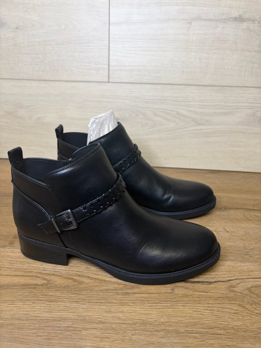 Easy Spirit Women's Lannie Buckle Strap Block Heel Booties Black Size 8M